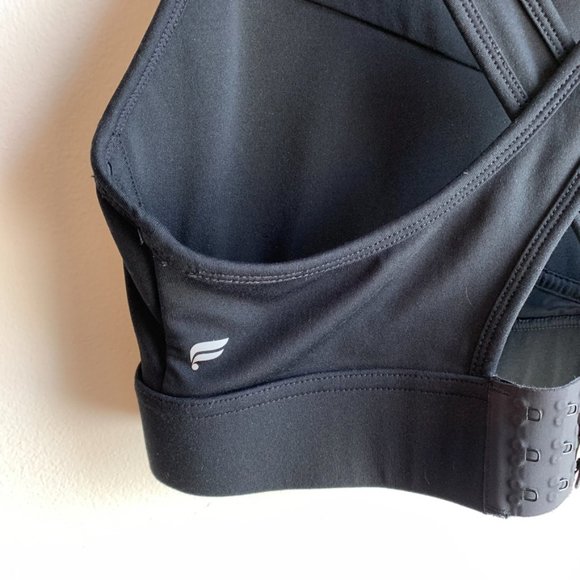 Fabletics Black Blare Cross Back Medium Impact Sports Bra - Picture 5 of 8